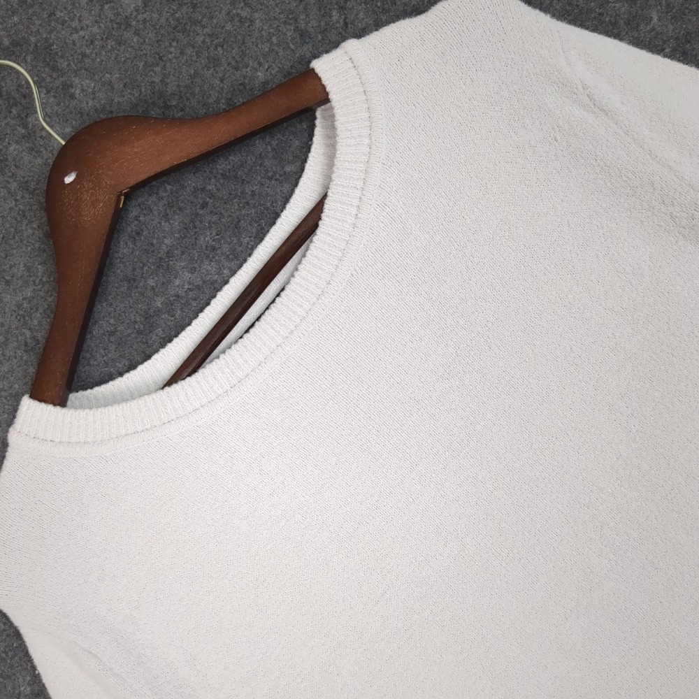 Banana Republic White Crew Neck Pullover Sweater Womens Large Solid Knit L